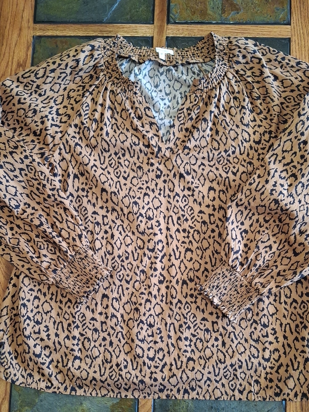 Maurices Animal Print Peasant Blouse